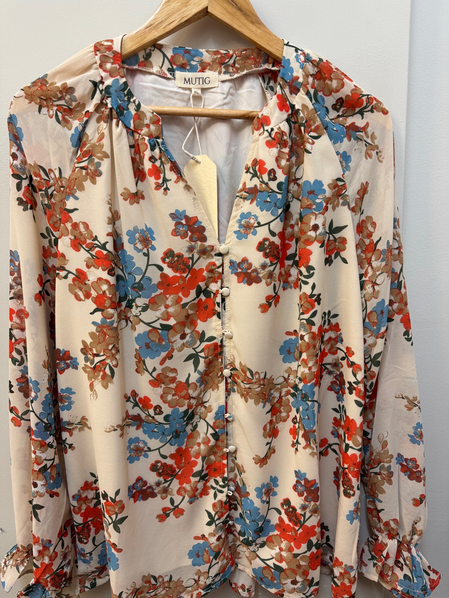 V Neck Floral Print Top