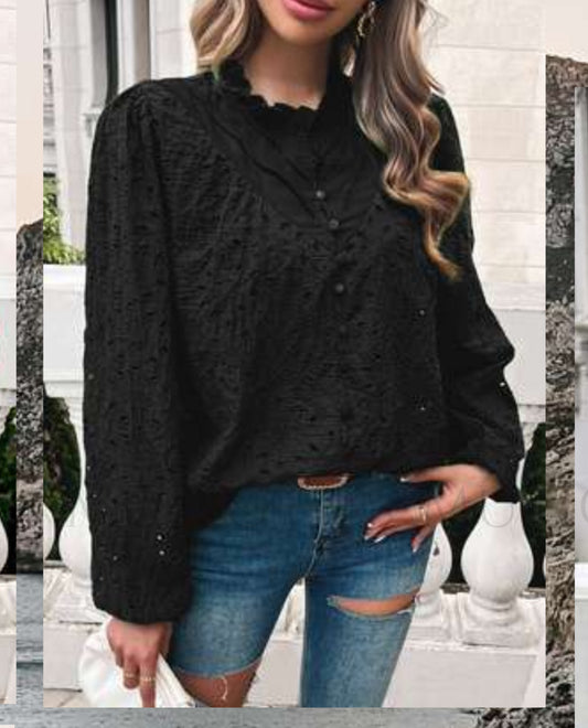 Lace and Embroidery Cotton shirt